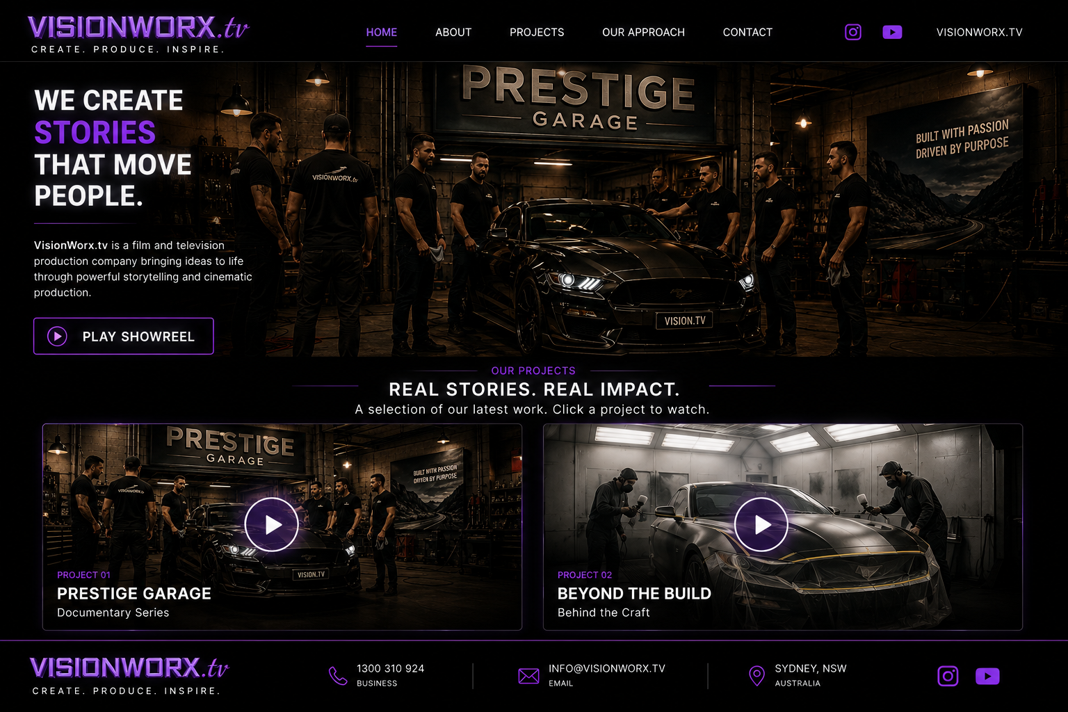 Prestige Garage VisionWorx project page preview